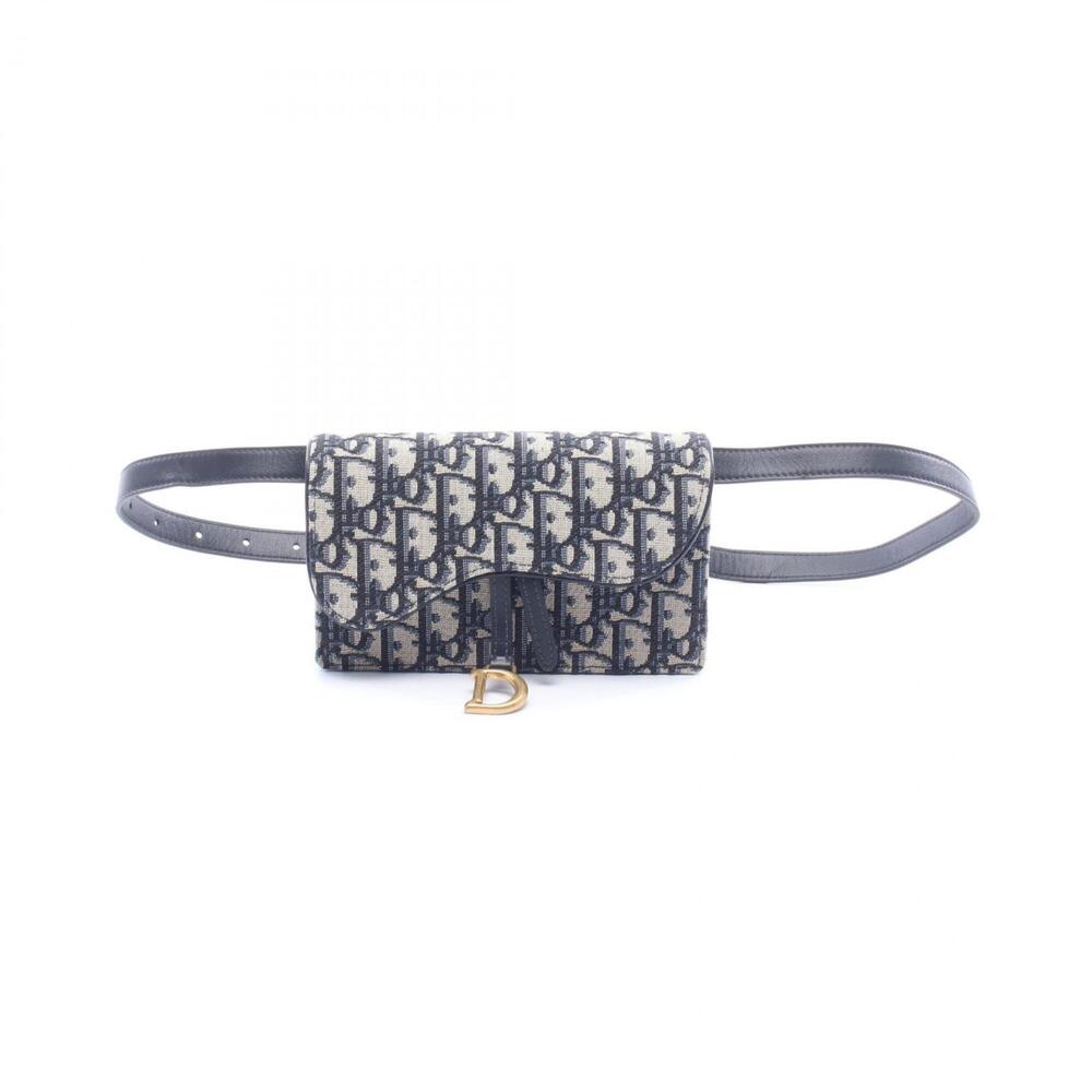 Christian Dior Dior SADDLE Saddle Bag Oblique Waist Handbag Canvas Leather Wo...